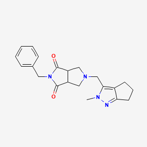 molecular formula C21H24N4O2 B2766286 5-Benzyl-2-[(2-methyl-5,6-dihydro-4H-cyclopenta[c]pyrazol-3-yl)methyl]-1,3,3a,6a-tetrahydropyrrolo[3,4-c]pyrrole-4,6-dione CAS No. 2415563-38-9
