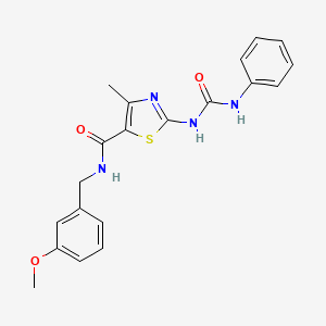 molecular formula C20H20N4O3S B2766291 N-(3-methoxybenzyl)-4-methyl-2-(3-phenylureido)thiazole-5-carboxamide CAS No. 941916-11-6