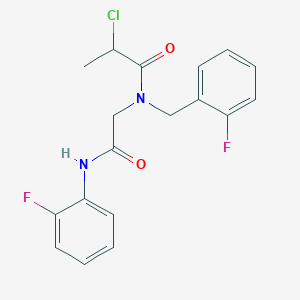 2-Chloro-N-[2-(2-fluoroanilino)-2-oxoethyl]-N-[(2-fluorophenyl)methyl]propanamide