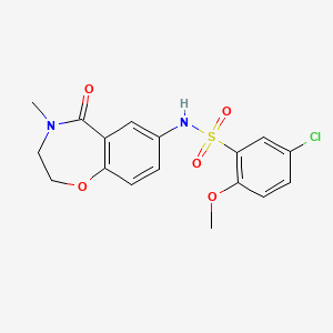 molecular formula C17H17ClN2O5S B2766315 5-chloro-2-methoxy-N-(4-methyl-5-oxo-2,3,4,5-tetrahydrobenzo[f][1,4]oxazepin-7-yl)benzenesulfonamide CAS No. 926031-94-9