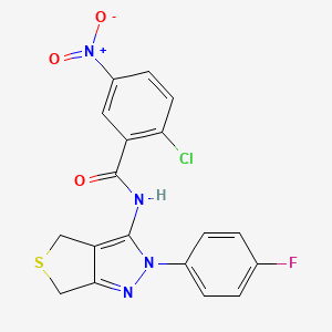 molecular formula C18H12ClFN4O3S B2766318 2-chloro-N-(2-(4-fluorophenyl)-4,6-dihydro-2H-thieno[3,4-c]pyrazol-3-yl)-5-nitrobenzamide CAS No. 450343-14-3