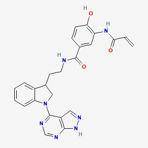 molecular formula C25H23N7O3 B2766324 4-Hydroxy-3-(prop-2-enoylamino)-N-[2-[1-(1H-pyrazolo[3,4-d]pyrimidin-4-yl)-2,3-dihydroindol-3-yl]ethyl]benzamide CAS No. 2418692-34-7