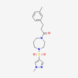 B2766334 1-(4-((1-methyl-1H-pyrazol-4-yl)sulfonyl)-1,4-diazepan-1-yl)-3-(m-tolyl)propan-1-one CAS No. 2034245-22-0
