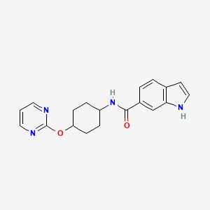 molecular formula C19H20N4O2 B2766342 N-((1r,4r)-4-(pyrimidin-2-yloxy)cyclohexyl)-1H-indole-6-carboxamide CAS No. 2034318-24-4
