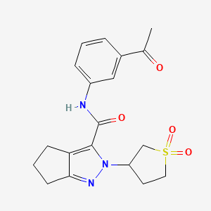molecular formula C19H21N3O4S B2766345 N-(3-乙酰苯基)-2-(1,1-二氧代四氢噻吩-3-基)-2,4,5,6-四氢环戊[c]吡唑-3-羧酰胺 CAS No. 2320853-35-6