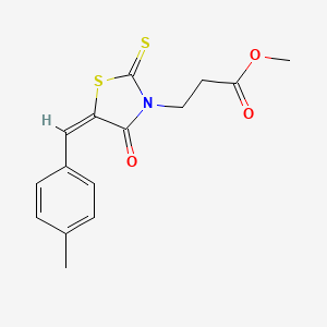 molecular formula C15H15NO3S2 B2766346 盐酸甲基3-[(5E)-5-[(4-甲基苯基)甲亚基]-4-氧代-2-硫代-1,3-噻唑烷-3-基]丙酸甲酯 CAS No. 303117-27-3