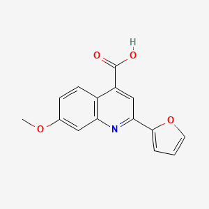 molecular formula C15H11NO4 B2766359 2-(呋喃-2-基)-7-甲氧基喹啉-4-羧酸 CAS No. 303100-33-6