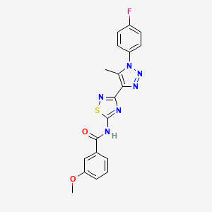 molecular formula C19H15FN6O2S B2766360 N-{3-[1-(4-fluorophenyl)-5-methyl-1H-1,2,3-triazol-4-yl]-1,2,4-thiadiazol-5-yl}-3-methoxybenzamide CAS No. 895117-49-4