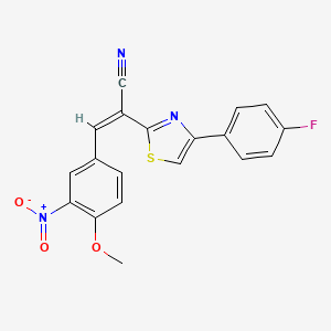 molecular formula C19H12FN3O3S B2766362 (Z)-2-(4-(4-氟苯基)噻唑-2-基)-3-(4-甲氧基-3-硝基苯基)丙烯腈 CAS No. 476673-69-5