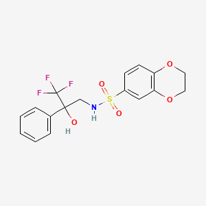 molecular formula C17H16F3NO5S B2766373 N-(3,3,3-trifluoro-2-hydroxy-2-phenylpropyl)-2,3-dihydrobenzo[b][1,4]dioxine-6-sulfonamide CAS No. 1351634-51-9