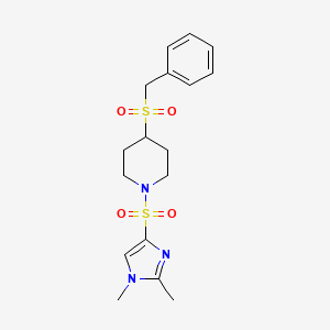 molecular formula C17H23N3O4S2 B2766377 4-(苄基磺酰基)-1-((1,2-二甲基-1H-咪唑-4-基)磺酰基)哌啶 CAS No. 2034388-41-3