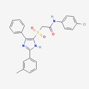 molecular formula C24H20ClN3O3S B2766391 N-(4-氯苯基)-2-{[2-(3-甲基苯基)-5-苯基-1H-咪唑-4-基]磺酰基}乙酰胺 CAS No. 2097915-75-6
