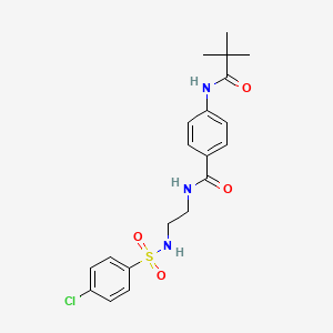 molecular formula C20H24ClN3O4S B2766393 N-(2-(4-氯苯基磺酰氨基)乙基)-4-戊酰胺基苯甲酰胺 CAS No. 1091444-17-5