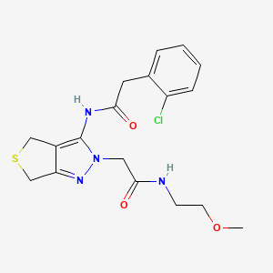 molecular formula C18H21ClN4O3S B2766406 2-(2-氯苯基)-N-(2-(2-((2-甲氧基乙基)氨基)-2-氧代乙基)-4,6-二氢-2H-噻吩[3,4-c]吡唑-3-基)乙酰胺 CAS No. 1105248-73-4