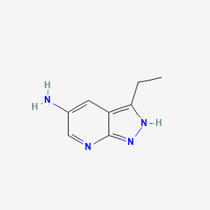 molecular formula C8H10N4 B2766412 3-乙基-1H-吡唑并[3,4-b]吡啶-5-胺 CAS No. 1186609-76-6