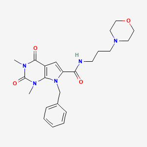 molecular formula C23H29N5O4 B2766414 7-benzyl-1,3-dimethyl-N-(3-morpholinopropyl)-2,4-dioxo-2,3,4,7-tetrahydro-1H-pyrrolo[2,3-d]pyrimidine-6-carboxamide CAS No. 1021258-82-1