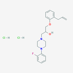 molecular formula C22H29Cl2FN2O2 B2766416 1-(2-烯丙基苯氧基)-3-(4-(2-氟苯基)哌嗪-1-基)丙醇二盐酸盐 CAS No. 473804-23-8