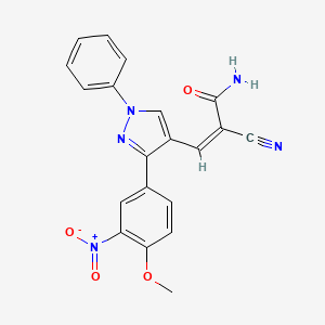 molecular formula C20H15N5O4 B2766421 2-cyano-3-[3-(4-methoxy-3-nitrophenyl)-1-phenyl-1H-pyrazol-4-yl]acrylamide CAS No. 1164513-36-3