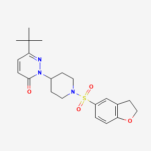 molecular formula C21H27N3O4S B2766424 6-Tert-butyl-2-[1-(2,3-dihydro-1-benzofuran-5-ylsulfonyl)piperidin-4-yl]pyridazin-3-one CAS No. 2310098-15-6