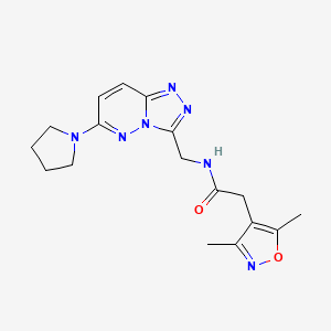 molecular formula C17H21N7O2 B2766449 2-(3,5-dimethylisoxazol-4-yl)-N-((6-(pyrrolidin-1-yl)-[1,2,4]triazolo[4,3-b]pyridazin-3-yl)methyl)acetamide CAS No. 2034600-28-5