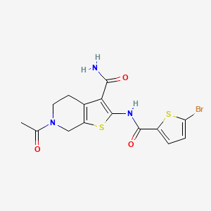 molecular formula C15H14BrN3O3S2 B2766450 6-Acetyl-2-(5-bromothiophene-2-carboxamido)-4,5,6,7-tetrahydrothieno[2,3-c]pyridine-3-carboxamide CAS No. 864927-69-5