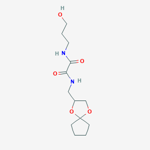 molecular formula C13H22N2O5 B2766453 N1-(1,4-二氧杂螺[4.4]壬烷-2-基甲基)-N2-(3-羟基丙基)草酰胺 CAS No. 941959-45-1