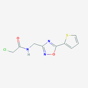 molecular formula C9H8ClN3O2S B2766457 2-Chloro-N-[(5-thiophen-2-yl-1,2,4-oxadiazol-3-yl)methyl]acetamide CAS No. 2411272-29-0