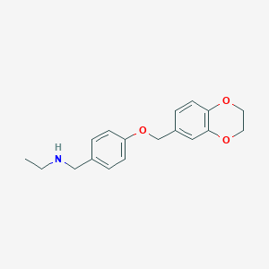 molecular formula C18H21NO3 B276646 N-[4-(2,3-dihydro-1,4-benzodioxin-6-ylmethoxy)benzyl]ethanamine 