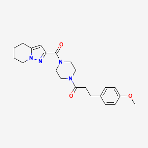 molecular formula C22H28N4O3 B2766465 3-(4-Methoxyphenyl)-1-(4-(4,5,6,7-tetrahydropyrazolo[1,5-a]pyridine-2-carbonyl)piperazin-1-yl)propan-1-one CAS No. 2034542-66-8