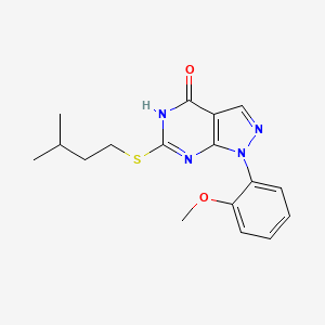 molecular formula C17H20N4O2S B2766469 6-(异戊硫基)-1-(2-甲氧基苯基)-1H-吡唑并[3,4-d]嘧啶-4(5H)-酮 CAS No. 921501-90-8