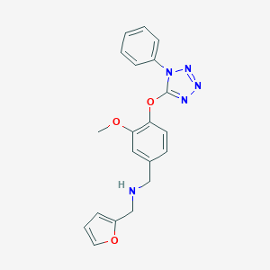 molecular formula C20H19N5O3 B276647 1-(furan-2-yl)-N-{3-methoxy-4-[(1-phenyl-1H-tetrazol-5-yl)oxy]benzyl}methanamine 