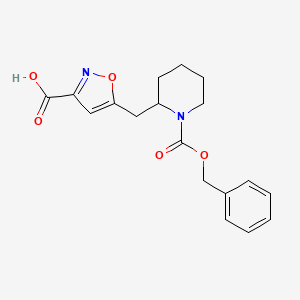 molecular formula C18H20N2O5 B2766483 5-[(1-Phenylmethoxycarbonylpiperidin-2-yl)methyl]-1,2-oxazole-3-carboxylic acid CAS No. 2287331-87-5
