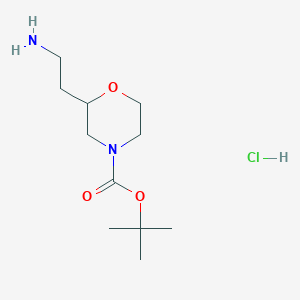 molecular formula C11H23ClN2O3 B2766497 叔丁基-2-(2-氨基乙基)吗啉-4-甲酸酯盐酸盐 CAS No. 1922877-33-5