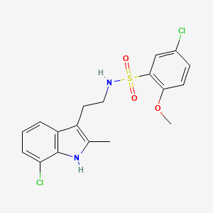 molecular formula C18H18Cl2N2O3S B2766498 5-chloro-N-[2-(7-chloro-2-methyl-1H-indol-3-yl)ethyl]-2-methoxybenzene-1-sulfonamide CAS No. 2361796-03-2