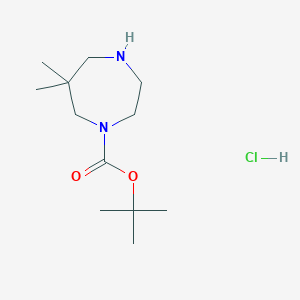 molecular formula C12H25ClN2O2 B2766504 tert-Butyl 6,6-dimethyl-1,4-diazepane-1-carboxylate hydrochloride CAS No. 1956310-60-3