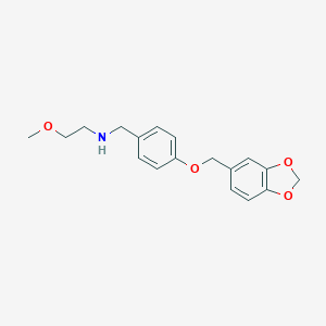 molecular formula C18H21NO4 B276652 N-[4-(1,3-benzodioxol-5-ylmethoxy)benzyl]-N-(2-methoxyethyl)amine 