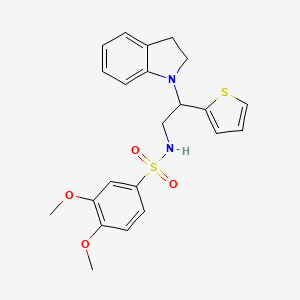 molecular formula C22H24N2O4S2 B2766534 N-(2-(吲哚啉-1-基)-2-(噻吩-2-基)乙基)-3,4-二甲氧基苯磺酰胺 CAS No. 898452-00-1