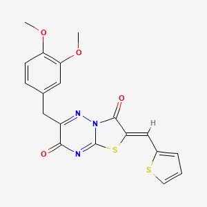 molecular formula C19H15N3O4S2 B2766535 (Z)-6-(3,4-dimethoxybenzyl)-2-(thiophen-2-ylmethylene)-2H-thiazolo[3,2-b][1,2,4]triazine-3,7-dione CAS No. 638133-38-7