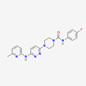 molecular formula C21H22FN7O B2766539 N-(4-氟苯基)-4-(6-((6-甲基吡啶-2-基)氨基)吡啶并[3-yl]基)哌嗪-1-甲酰胺 CAS No. 1021222-76-3