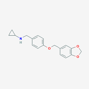 molecular formula C18H19NO3 B276654 N-[4-(1,3-benzodioxol-5-ylmethoxy)benzyl]-N-cyclopropylamine 