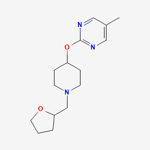 molecular formula C15H23N3O2 B2766556 5-Methyl-2-({1-[(oxolan-2-yl)methyl]piperidin-4-yl}oxy)pyrimidine CAS No. 2380143-02-0