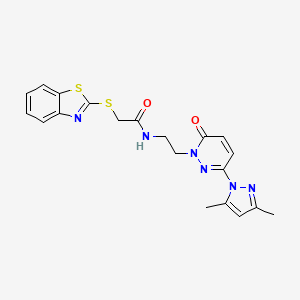 2-(benzo[d]thiazol-2-ylthio)-N-(2-(3-(3,5-dimethyl-1H-pyrazol-1-yl)-6-oxopyridazin-1(6H)-yl)ethyl)acetamide