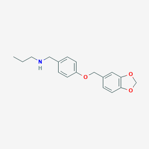 molecular formula C18H21NO3 B276658 N-[4-(1,3-benzodioxol-5-ylmethoxy)benzyl]-N-propylamine 