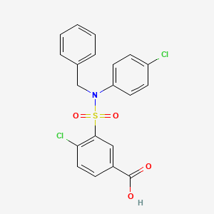 molecular formula C20H15Cl2NO4S B2766630 3-[Benzyl(4-chlorophenyl)sulfamoyl]-4-chlorobenzoic acid CAS No. 519152-22-8