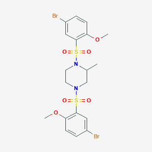 molecular formula C19H22Br2N2O6S2 B2766653 1,4-双(5-溴-2-甲氧基苯磺酰)-2-甲基哌嗪 CAS No. 398996-40-2