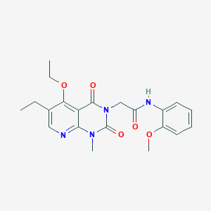 molecular formula C21H24N4O5 B2766661 2-(5-ethoxy-6-ethyl-1-methyl-2,4-dioxo-1,2-dihydropyrido[2,3-d]pyrimidin-3(4H)-yl)-N-(2-methoxyphenyl)acetamide CAS No. 1005297-97-1