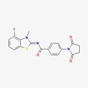 molecular formula C19H14FN3O3S B2766674 (Z)-4-(2,5-dioxopyrrolidin-1-yl)-N-(4-fluoro-3-methylbenzo[d]thiazol-2(3H)-ylidene)benzamide CAS No. 868375-07-9