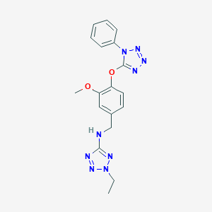molecular formula C18H19N9O2 B276668 2-ethyl-N-{3-methoxy-4-[(1-phenyl-1H-tetrazol-5-yl)oxy]benzyl}-2H-tetrazol-5-amine 