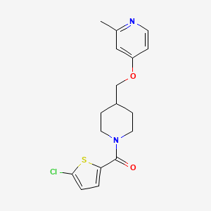molecular formula C17H19ClN2O2S B2766682 (5-Chlorothiophen-2-yl)-[4-[(2-methylpyridin-4-yl)oxymethyl]piperidin-1-yl]methanone CAS No. 2379977-36-1