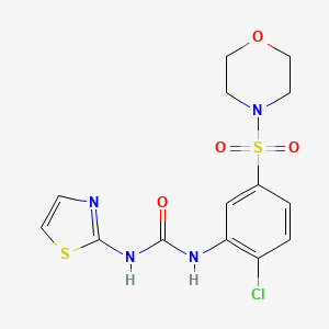 molecular formula C14H15ClN4O4S2 B2766700 1-(2-Chloro-5-morpholin-4-ylsulfonylphenyl)-3-(1,3-thiazol-2-yl)urea CAS No. 2109376-08-9